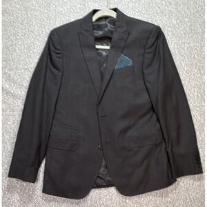 JF J.Ferrar Black Slim Fit Blazer Suit Jacket Single-Breasted 2-Button M